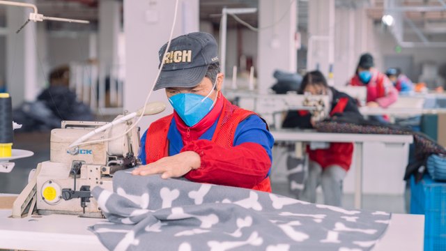 Sewing workshop producing pet beds at Rena Pet